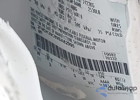 2009 Ford Edge Limited z USA, uszkodzony, nr VIN 2FMDK39C89BA82996